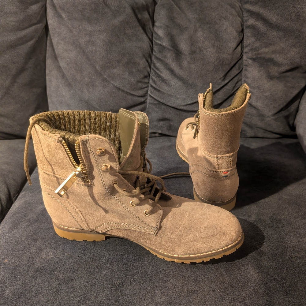Tommy Hilfiger Olive and Tan Boots
